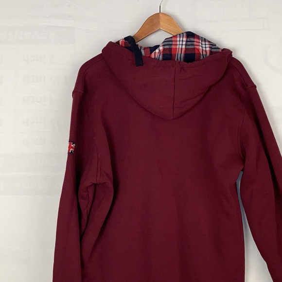 NOS Hoodie Womens XXL Burgundy Cotton Blend London England Plaid Lined Zip Up - Picture 9 of 9